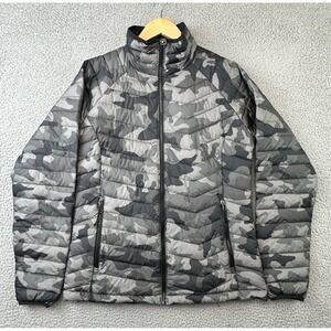Columbia Omni Heat Jacket Womens Large Gray Camo Powder Lite Puffer Jacket